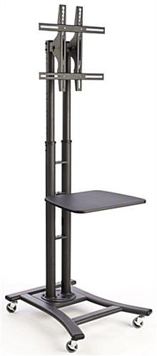 Flat TV Stands w/ 19" Shelf, Fits Monitors 32-in to 70-in, Height-Adjustable – Black