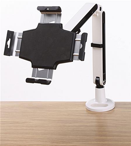 FlexStand Series iPad Counter Stand w/ Tilting Bracket, Clamp & Lock - White - Image 2
