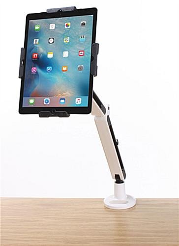 FlexStand Series iPad Counter Stand w/ Tilting Bracket, Clamp & Lock - White - Image 3