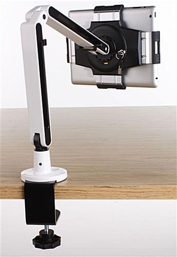 FlexStand Series iPad Counter Stand w/ Tilting Bracket, Clamp & Lock - White - Image 4
