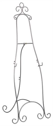 Floor Easel with Height Adjustable Hooks, 27 x 71-1/4 inches - Silver and Black