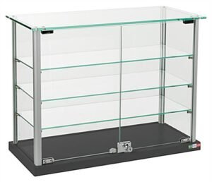 Glass Showcase w/ Clear Glass Top & (3) Shelves, (2) Locking Door - Black