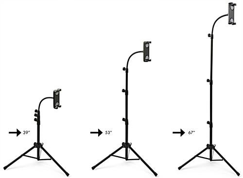 Gooseneck Tripod Tablet Floor Stand w/ Adjustable Height and 360° Rotation- Black - Image 5
