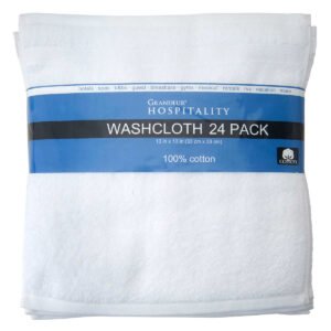Grandeur Hospitality 100% Cotton Washcloths, White, 24 ct