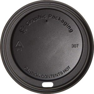 Graphic Packaging Poly Hot Cup Dome Lid, Black, 8 oz, 600 ct