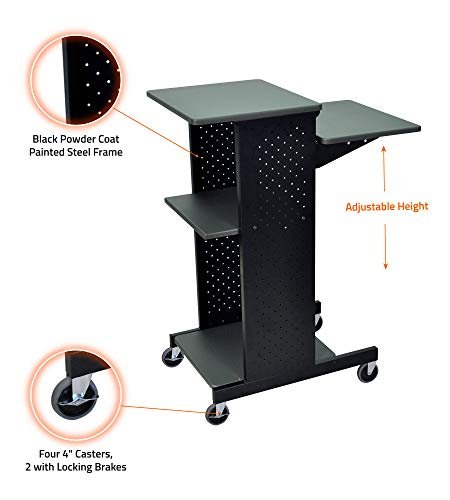 Gray 4 Shelf Mobile Presentation Station - Image 3