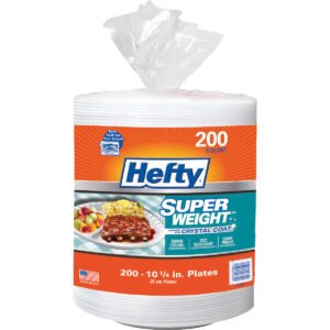 Hefty 10-1/4" Foam Compartment Plate, Super Weight, White, 200 ct