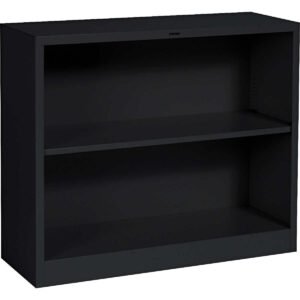HON 2-Shelf Metal Bookcase, 34-1/2"W x 29"H x 12-5/8"D, Black