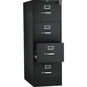 HON 310 Series Vertical 4-Drawer File Cabinet, 18-1/4"W x 52"H x 26-1/2"D, Black
