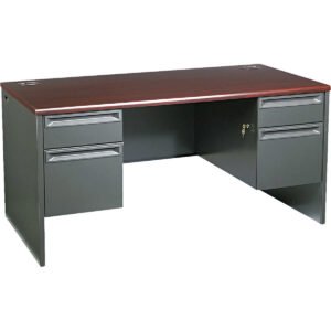 HON 38000 Series 60" Double Pedestal Desk, 60"L x 30"W x 29-1/2"H, Mahogany