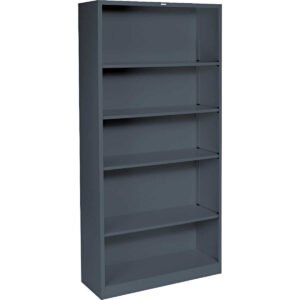 HON 5-Shelf Metal Bookcase, 34-1/2"W x 71"H x 12-5/8"D, Charcoal