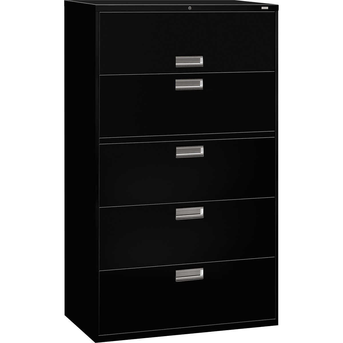 HON Brigade 600 Series Lateral 5-Drawer File Cabinet, Letter/Legal, 42"W x 18"D x 64-1/4"H, Black