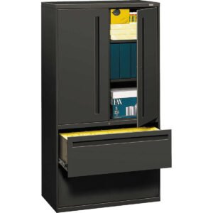 HON Brigade 700 Series Lateral 2-Drawer File with Storage Cabinet, Letter/Legal, 36"W x 18"D x 64-1/4"H, Charcoal