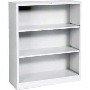 HON Metal Bookcase, 3-Shelf, Light Gray