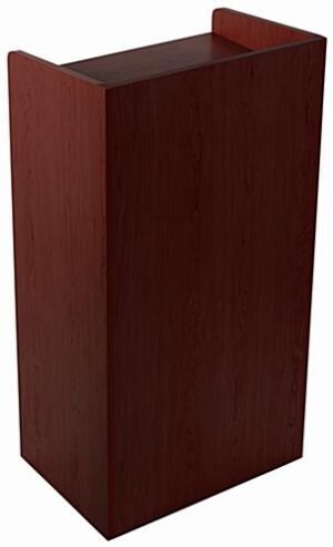 Hostess Station with 4 Hidden Wheels, Adjustable Shelf - Mahogany