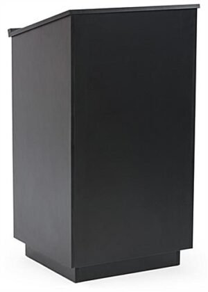 Hostess Station with Locking Storage Cabinet, 1 Shelf, Reading Surface - Black