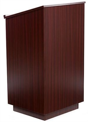 Hostess Stations with Locking Storage Cabinet, Open Shelf - Mahogany