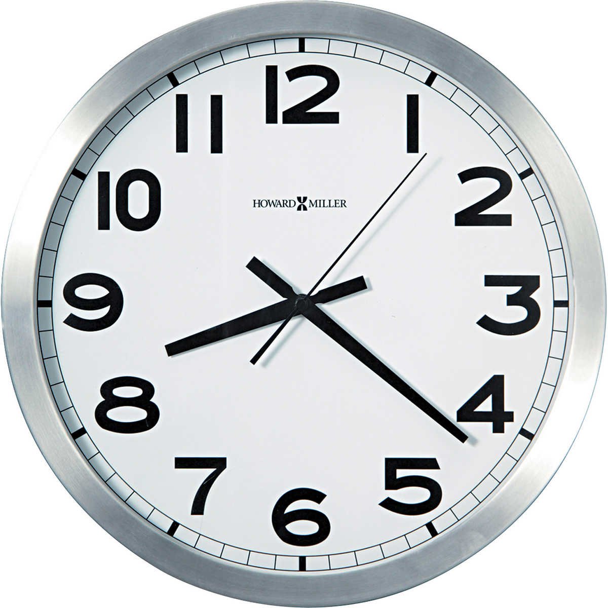 Howard Miller Spokane Quartz Wall Clock, 15-3/4"Dia, Brushed Aluminum