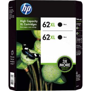 HP 62XL Ink Cartridge, Black, 2 pk