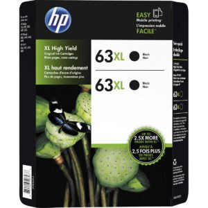 HP 63XL Ink Cartridge, High Yield, Black, 2 pk