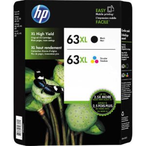HP 63XL Ink Cartridge, High Yield, Black/Tri-Color, 2 pk