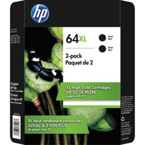 HP 64XL Ink Cartridge, High Yield, Black, 2 pk