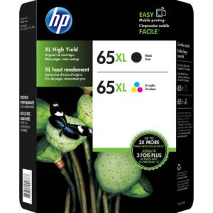 HP 65XL Ink Cartridge, High Yield, Black/Tri-Color, 2 pk