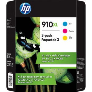 HP 910XL Ink Cartridge, High Yield, Cyan/Magenta/Yellow, 3 pk