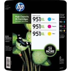 HP 951XL Ink Cartridge, High Yield, Cyan/Magenta/Yellow, 3 pk