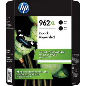 HP 962XL Ink Cartridge, High Yield, Black, 2 pk