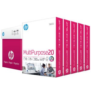 HP Multipurpose Paper, 96 Bright, 20 lb, White, 8-1/2" x 11", 5 Reams, 2500 Sheets