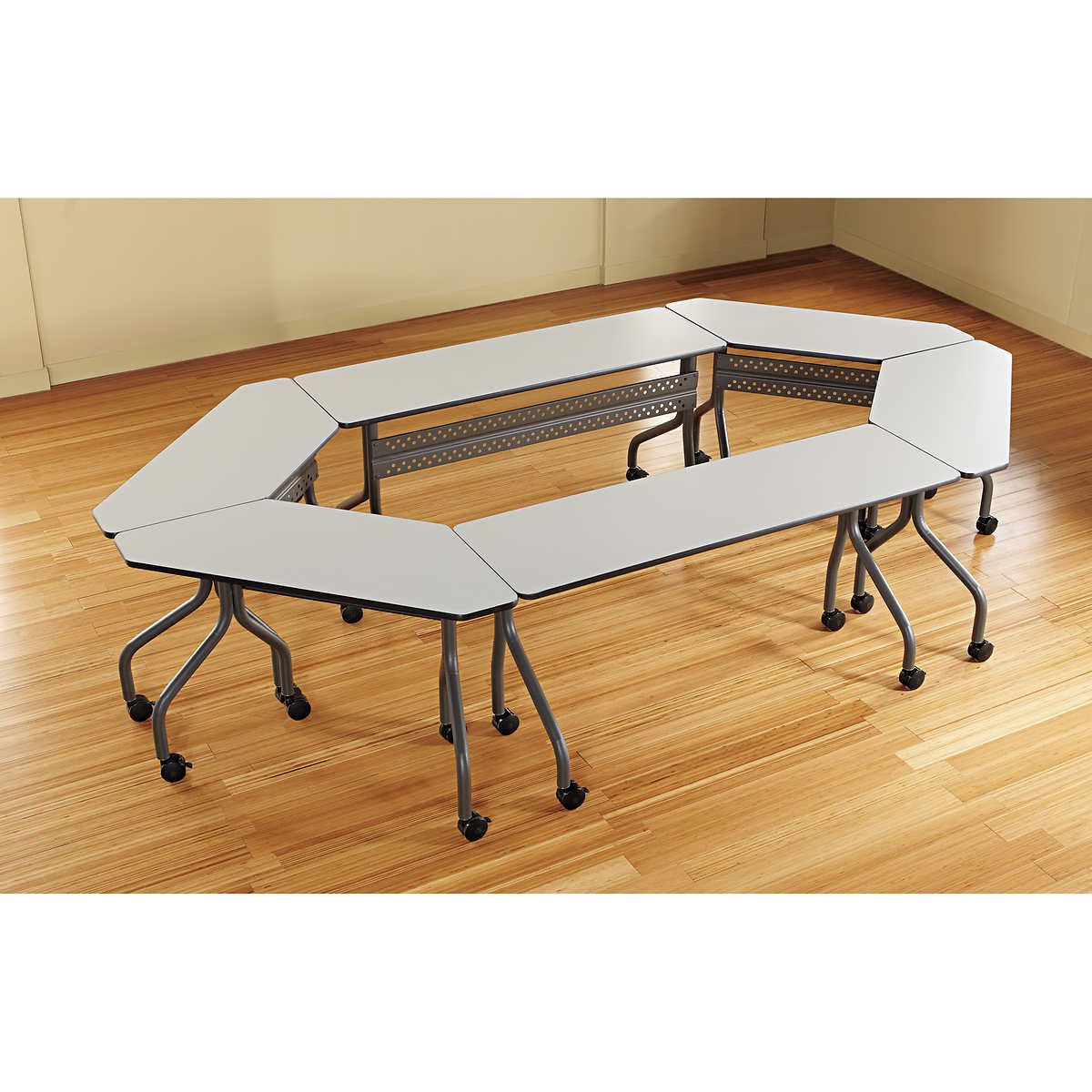 Iceberg OfficeWorks Melamine Mobile Training Table, 72"L x 18"D x 29"H, Gray - Image 2
