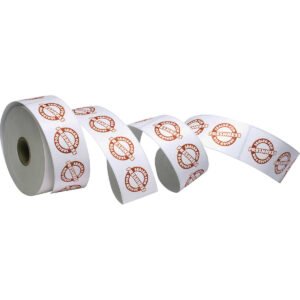 Iconex Food Tamper Seal Strip, 1.875" x 6", Red and White, 2000 ct