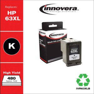 Innovera Remanufactured F6U64AN (HP 63XL) Ink Cartridge, High Yield, Black