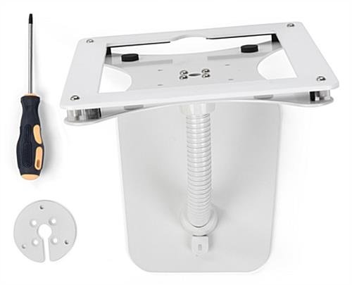 iPad 12.9” Counter Stand, Acrylic Enclosure, Gooseneck Arm - White - Image 4