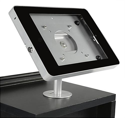 iPad Counter Mount w/ Locking Enclosure, Home Button Covered - Silver - Image 2