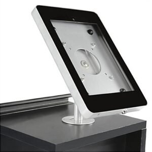 iPad Counter Mount w/ Locking Enclosure, Home Button Covered - Silver