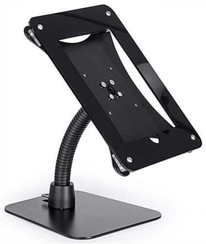 iPad Counter Stand, Acrylic Enclosure, Gooseneck Arm - Black - Image 2