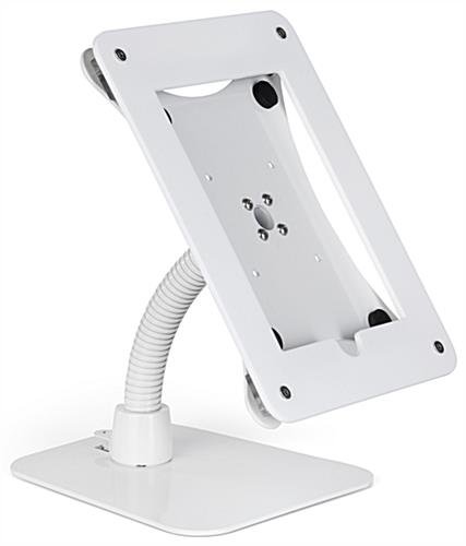 iPad Counter Stand, Acrylic Enclosure, Gooseneck Arm - White - Image 2