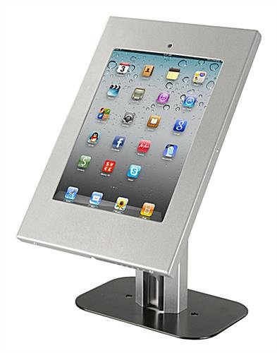iPad Counter Stand w/ Enclosure, Hidden Home Button - Silver