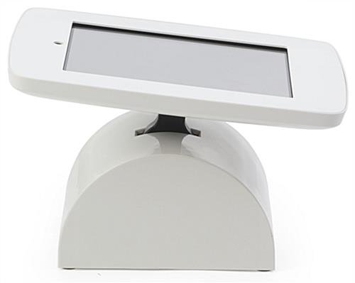 iPad Counter Stand w/ Flip Screen Share, Locked Enclosure, Hidden Home Button - White - Image 3