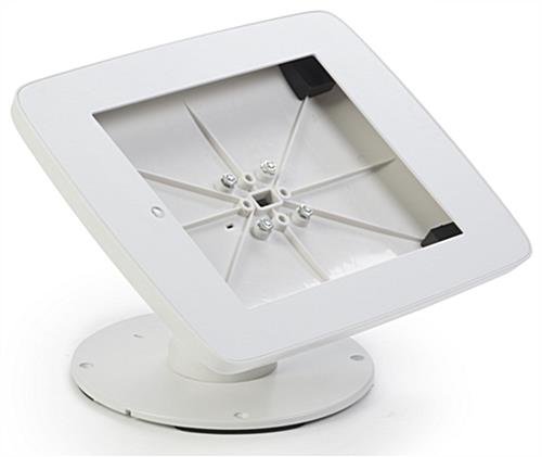 iPad Counter Stand w/ Flip Screen Share, Locked Enclosure, Hidden Home Button - White - Image 2