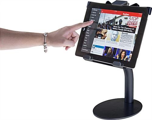 iPad Counter Stand w/ Optional Locking Enclosure, Tilting Bracket - Black - Image 6