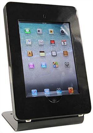 iPad Counter Stands w/ Locking Enclosure, Exposed Home Button - Black