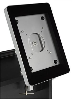 iPad Desk Clamp w/ Locking Enclosure, Adjustable Bracket - Silver