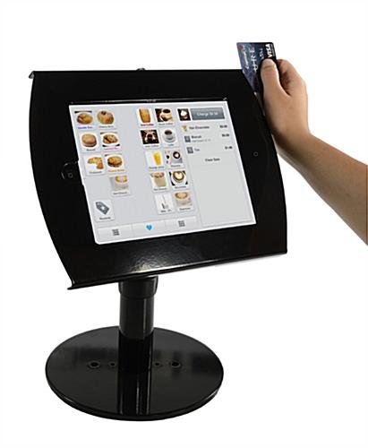 iPad Desktop Stand, Locking Enclosure w/ Exposed Home, CC Reader Compatible, Black - Image 4