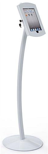 iPad Floor Stand, Locking Enclosure w/ Exposed Home, CC Reader Compatible – White