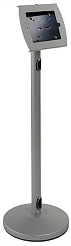 iPad Floor Stand, Locking Enclosure w/ Exposed Home, CC Reader Compatible - Silver