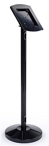iPad Floor Stand, Locking Enclosure w/ Exposed Home, CC Reader Compatible - Black