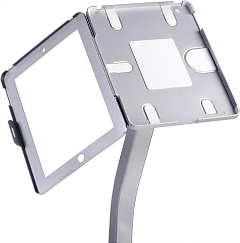 iPad Floor Stand, Locking Enclosure w/ Exposed Home, Integrated Charging – Silver - Image 4